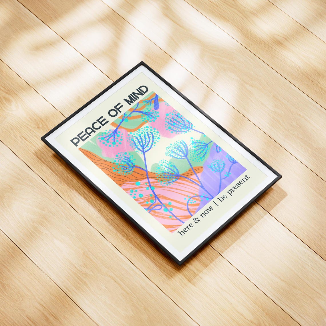 Peace of Mind Colorful Botanical Mindfulness Affirmation Poster - Image 4