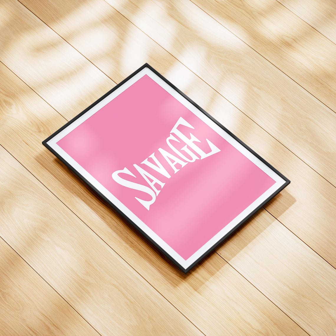 Savage Word Art Poster Bold White Typography On Pink Minimalist Decor - Image 3