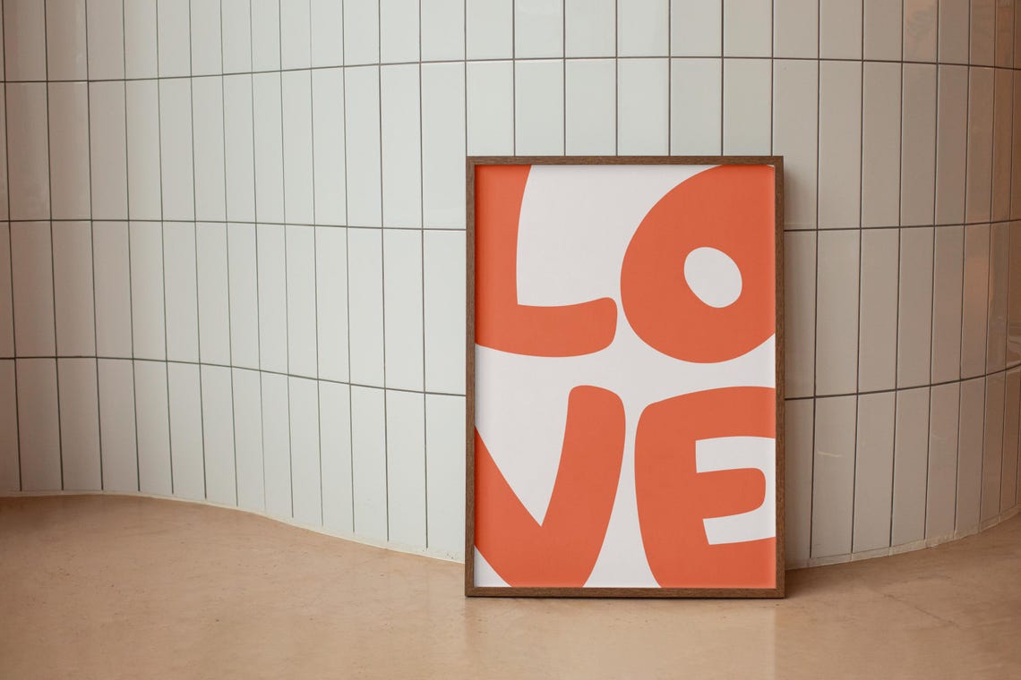 Bold Orange LOVE Word Art Minimalist Modern Typography Poster - Image 3