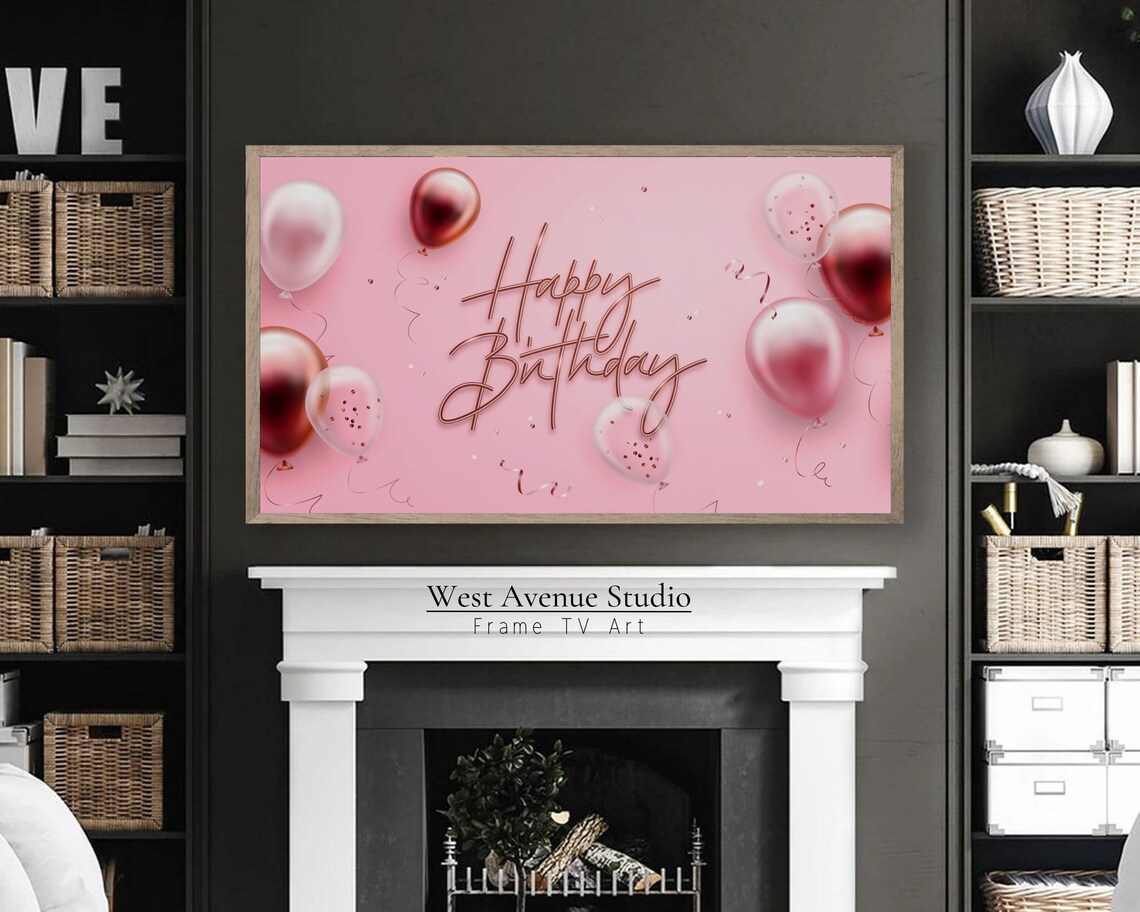 Happy Birthday Pink Birthday Party Decor Art Print - Image 3