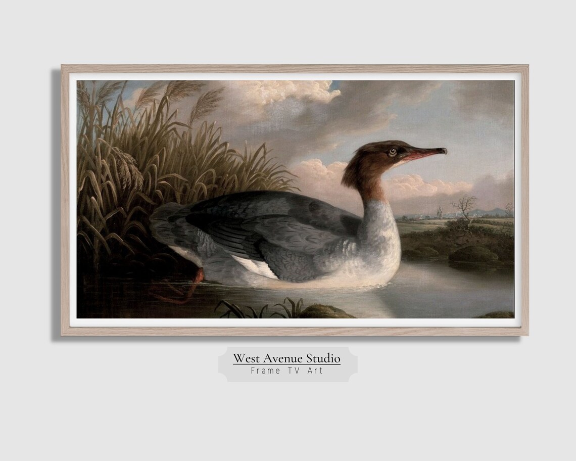 Vintage Duck Waterfowl Painting Reeds River Wildlife Nature Art Poster - Image 4