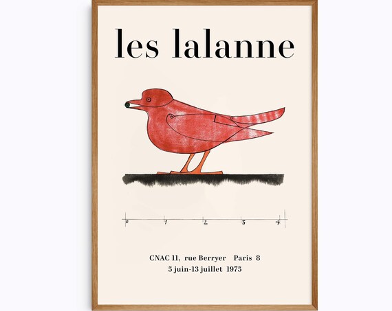 Les Lalanne Red Bird Paris Exhibition Vintage French Art Poster