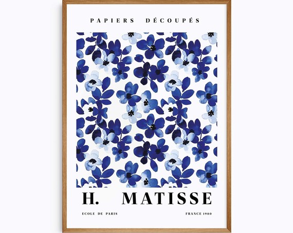 Blue Matisse Poster Ecole De Paris Elegant Print Botanical Wall Art Chic Matisse Flower Wall Art Prints