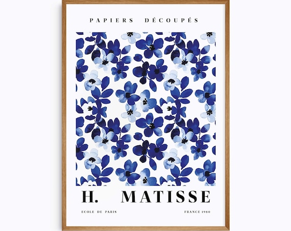 Matisse Papiers Decoupes Blue Floral Vintage Exhibition Art Poster