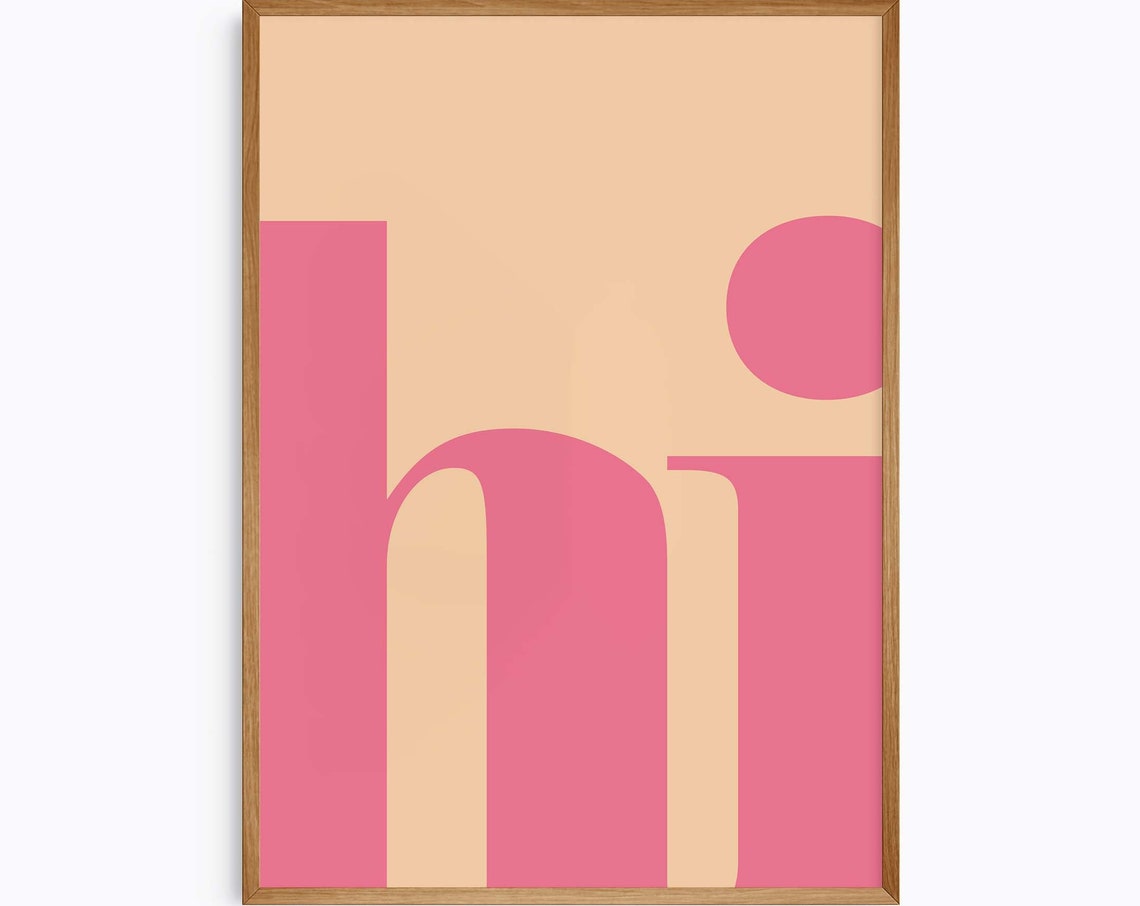 Hi Pink Typography Minimalist Peach Room Decor Greeting Poster