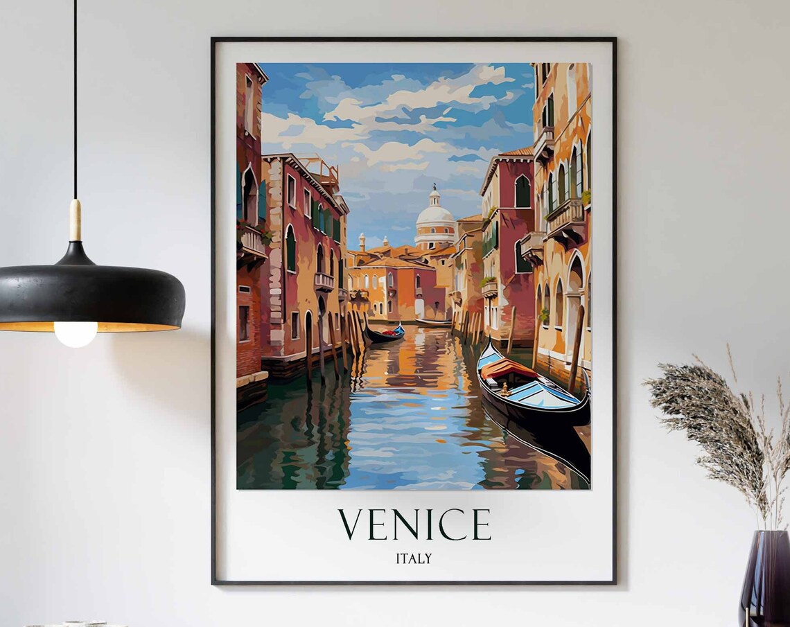 Venice Grand Canal Gondola Colorful Italy Travel Gift Poster