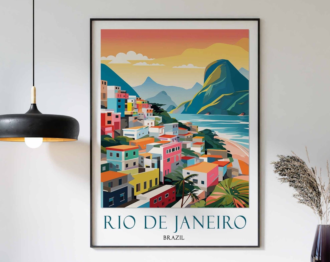 Rio De Janeiro Travel Print Rio De Janeiro Travel Poster Brazil Wall Art Brazil Travel Decor Landscape Print Travel Gift Vintage Art