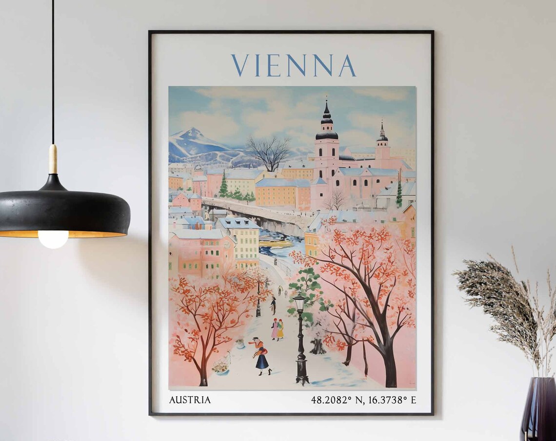 Vienna Travel Print Vienna Travel Poster Austria Wall Art Austrian Travel Decor Vienna Travel Gift Vienna Art Print Vintage Wall Art