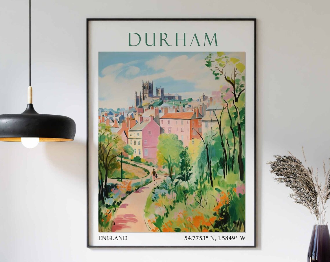Durham Cathedral View Through Garden Path England Poster Art
