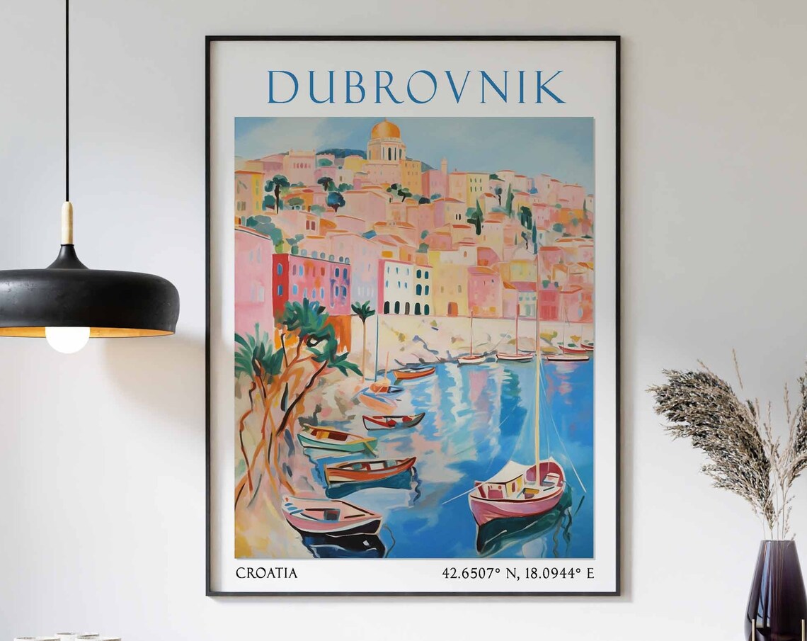 Dubrovnik Travel Print Dubrovnik Travel Poster Croatia Wall Art Mediterranean Travel Decor Dubrovnik Travel Gift Dubrovnik Vacation Art