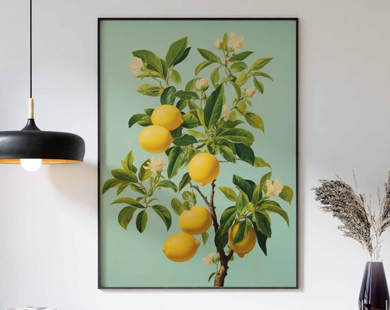Food Print Lemon Tree Print Kitchen Dcor Kitchen Art Food Dcor Lemon Tree Wall Art Vintage Dcor Fruit Dcor Lemon Tree Poster