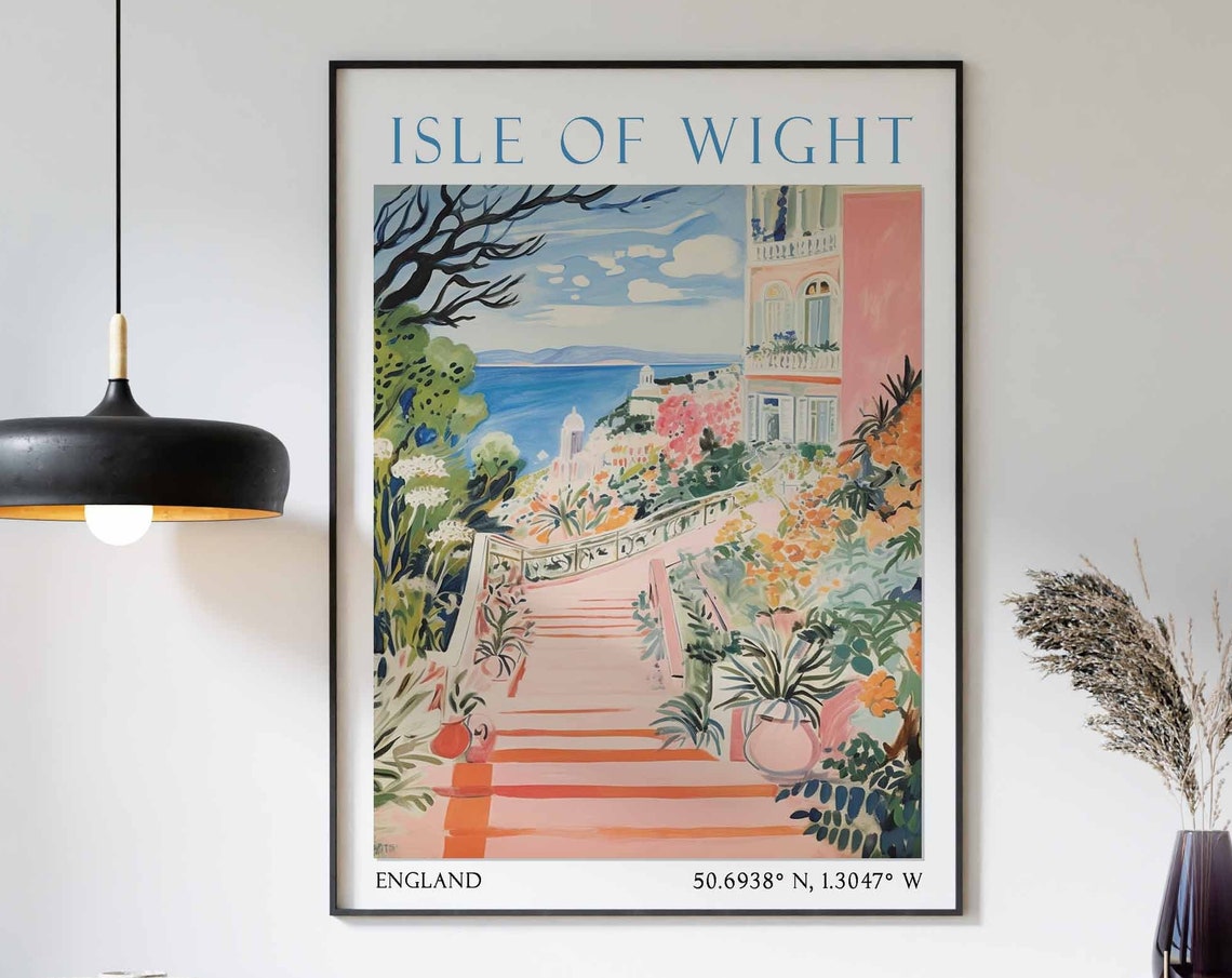 Isle Of Wight Travel Print Isle Of Wight Travel Poster England Wall Art Coastal Print English Wall Art Travel Gift Seaside Wall Art