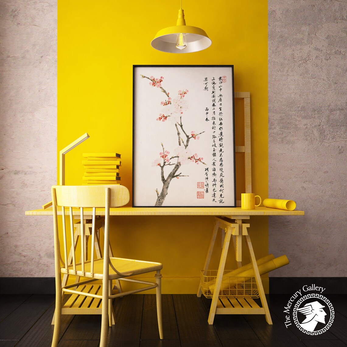 Chinese Cherry Blossom Vintage Painting Art Print - Image 5