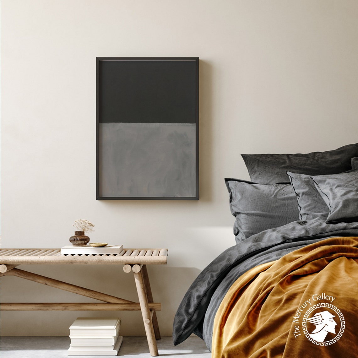 Mark Rothko Black Over Gray Minimalist Monochrome Abstract Poster - Image 2