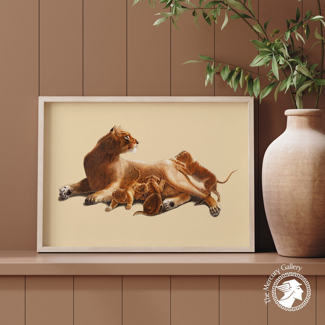 Lion Family Poster Print Vintage Animal Poster Vintage Illustration Of Fails Leo Lion Family Poster Print Wall Gallery Wall Art