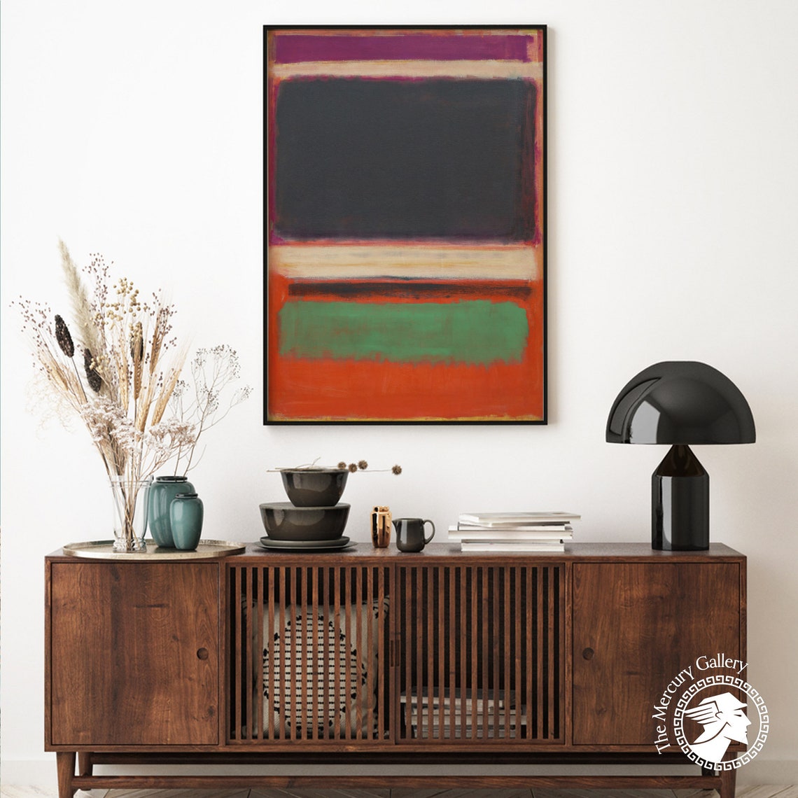 Mark Rothko Dark Gray And Green Bands On Red Abstract Art Poster - Image 4