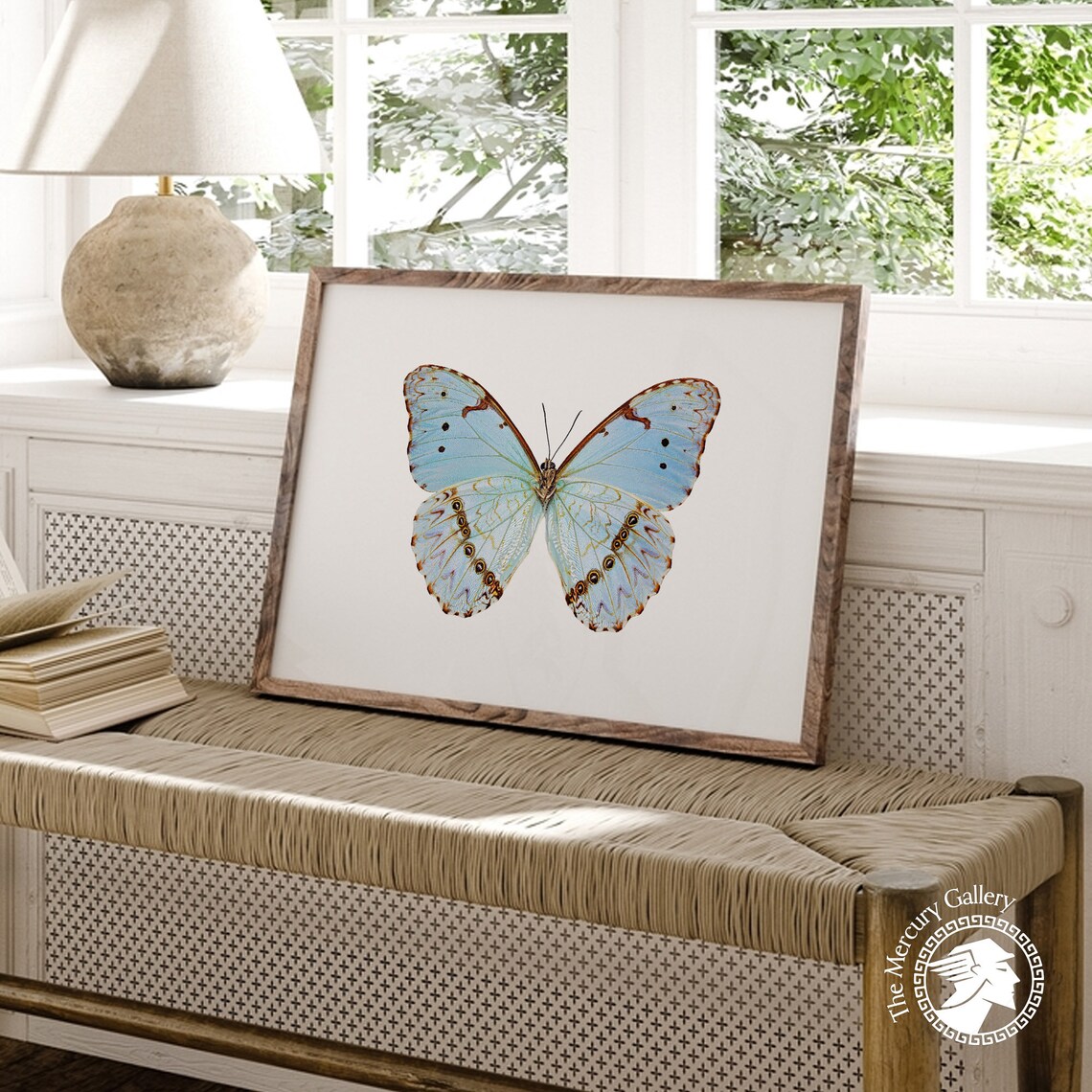 Blue Butterfly Vintage Rustic Butterfly Art Print - Image 4