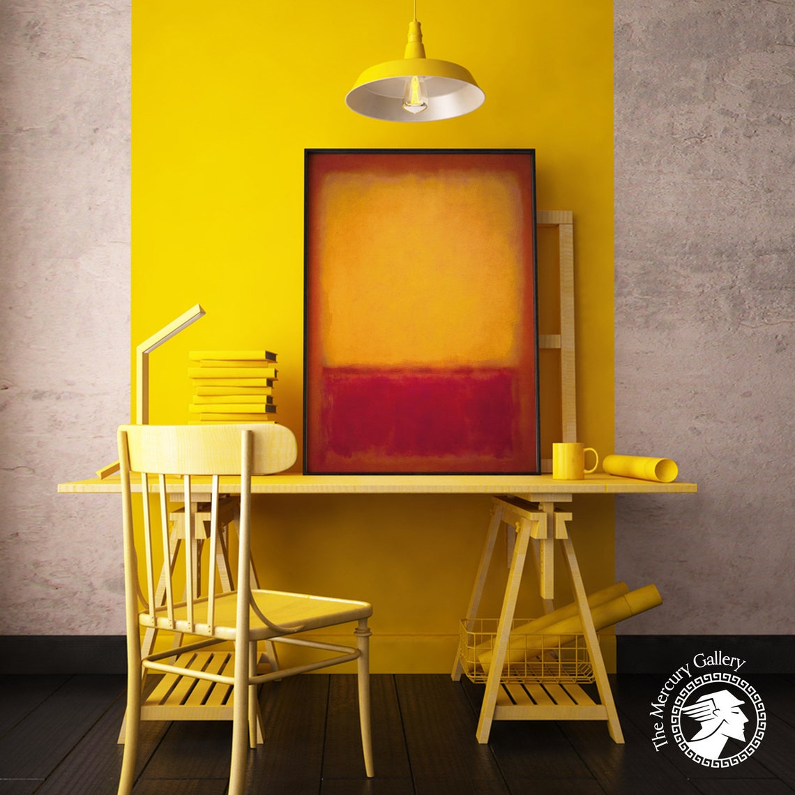 Mark Rothko Glowing Yellow Over Deep Red Color Field Abstract Poster - Image 5