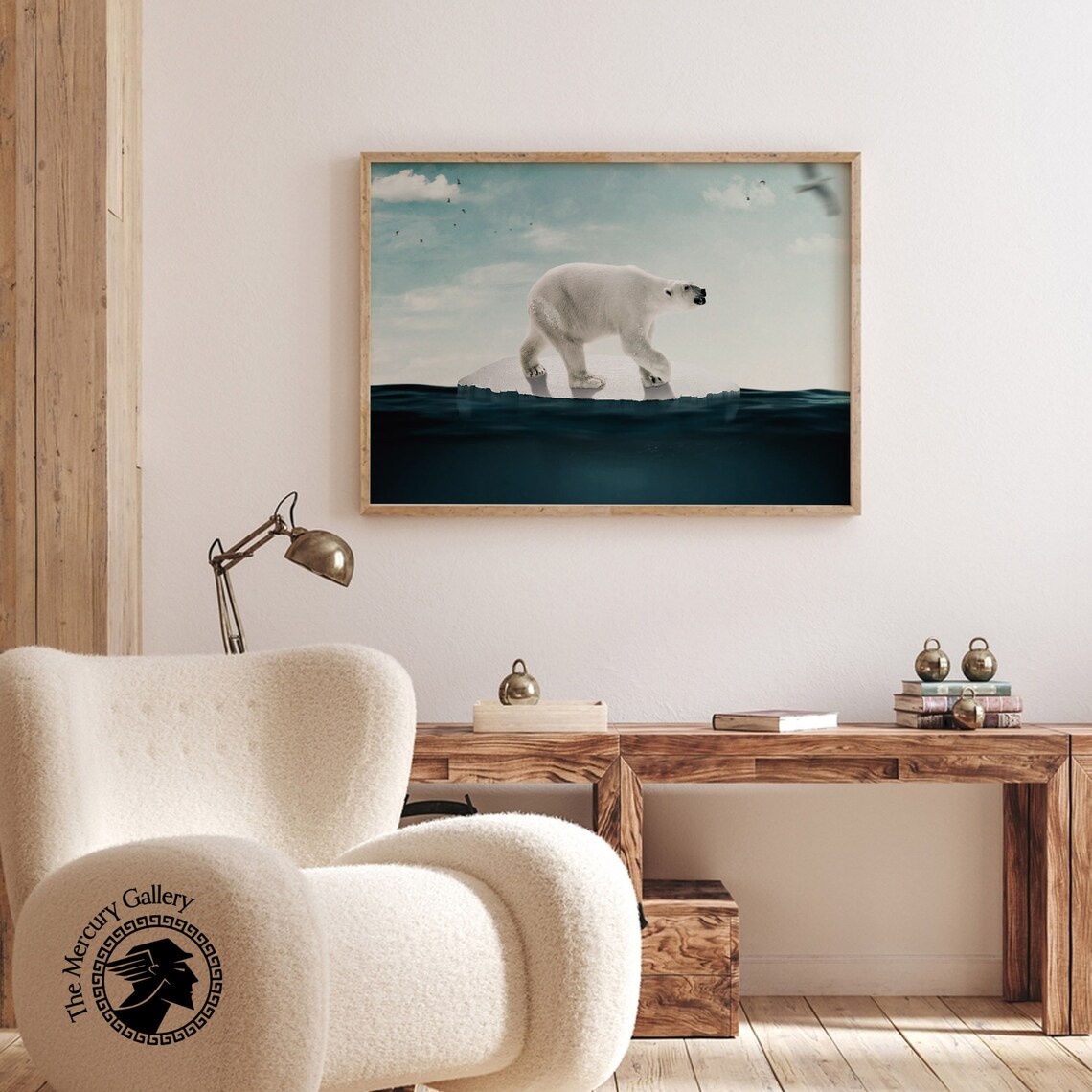Polar Bear On Melting Ice Floe Arctic Wildlife Fine Art Print - Image 3