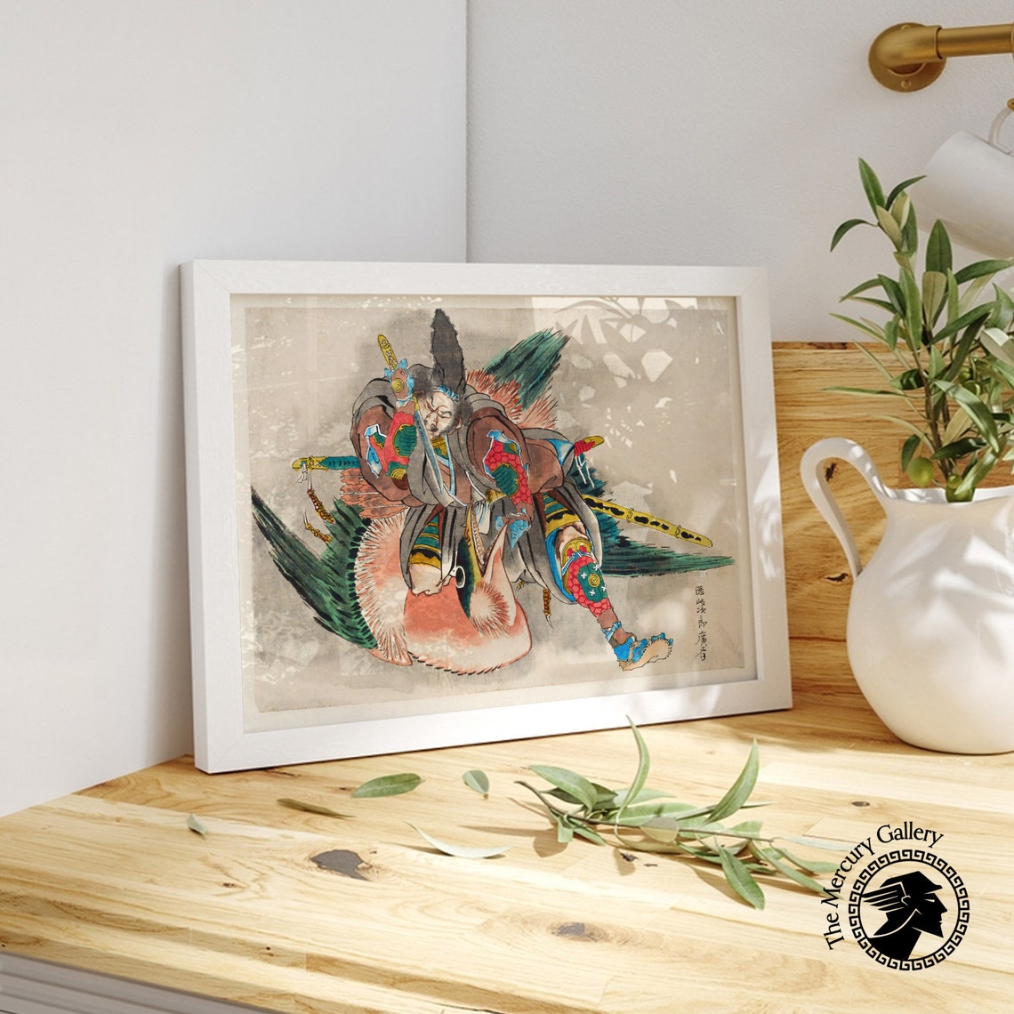 Hokusai Samurai Warrior Grappling Demon Colorful Ukiyo E Art Poster - Image 6