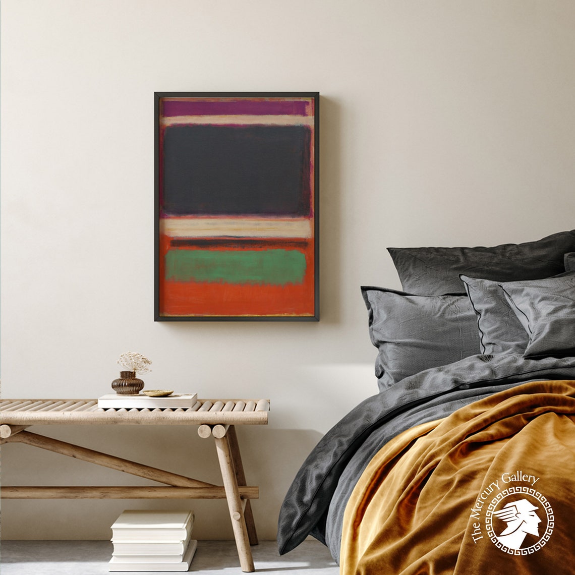 Mark Rothko Dark Gray And Green Bands On Red Abstract Art Poster - Image 5