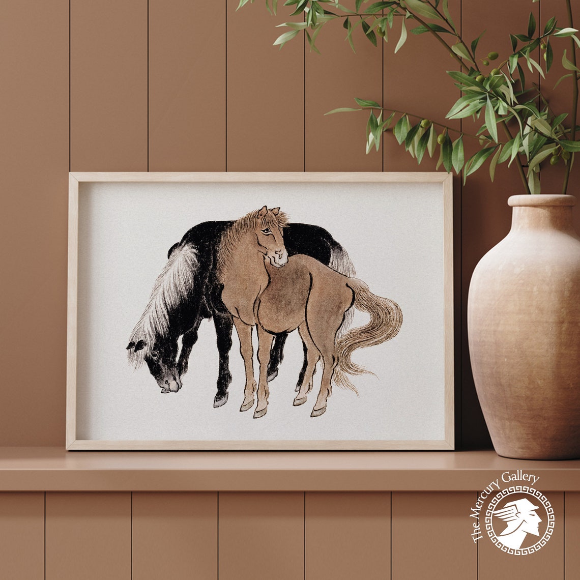 Hokusai Two Horses Ink Sketch Japanese Equine Vintage Art Poster - Image 4