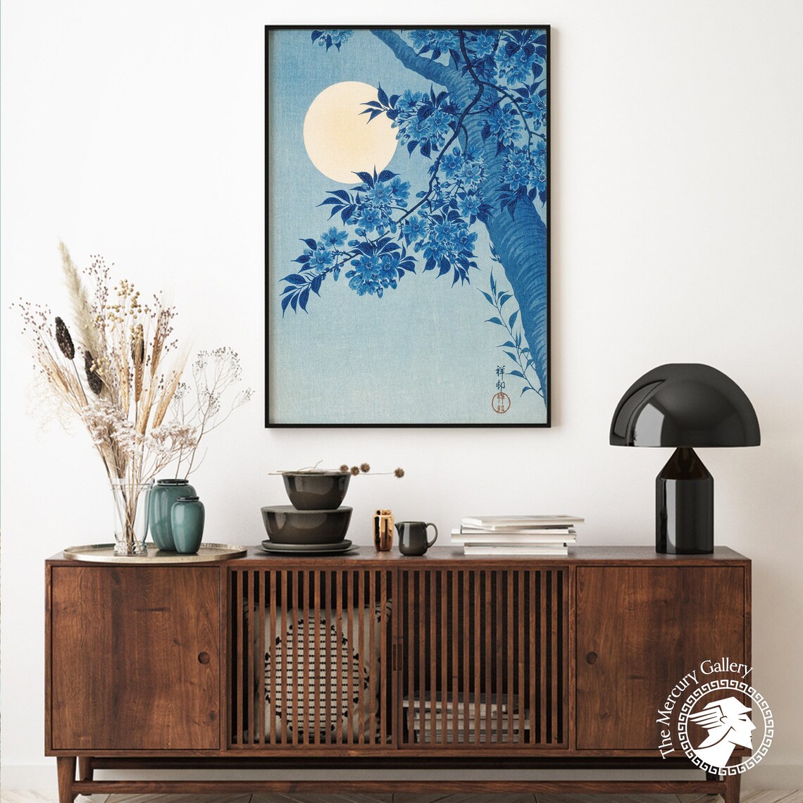 Ohara Koson Cherry Blossom Moonlit Night, Art Print - Image 6