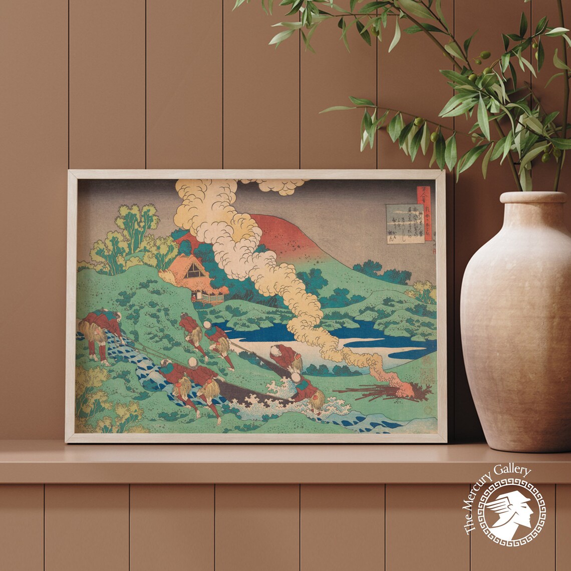 Hokusai Green Hillside Timber Haulers Village Japanese Woodblock Poster - Image 2