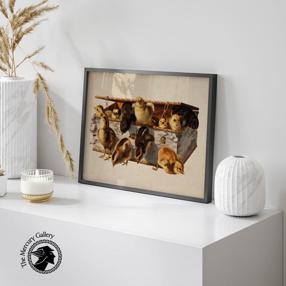 Vintage Baby Chicks In Wicker Basket Antique Farmhouse Art Print - Image 6