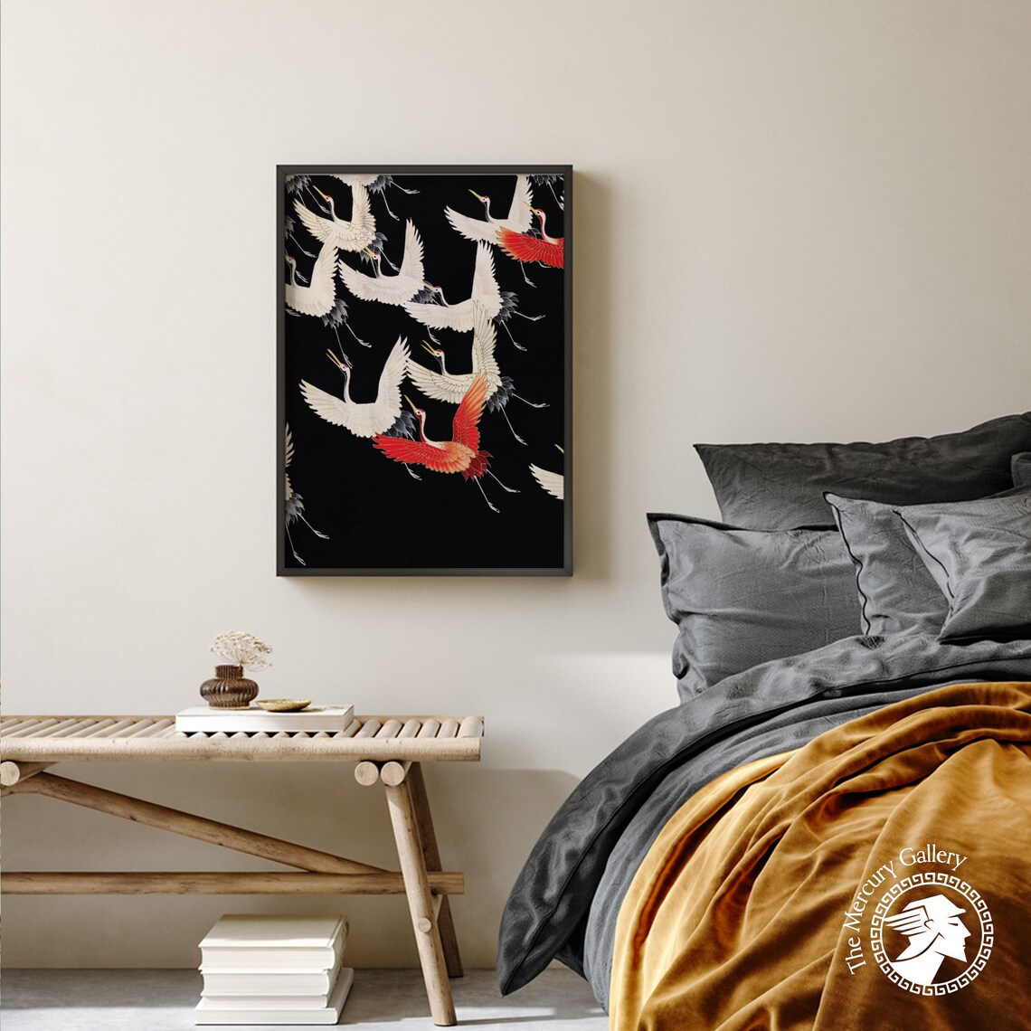 Flying Birds Vintage Oriental Animal Art Print - Image 2