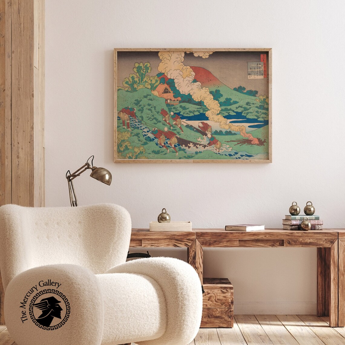 Hokusai Green Hillside Timber Haulers Village Japanese Woodblock Poster - Image 5