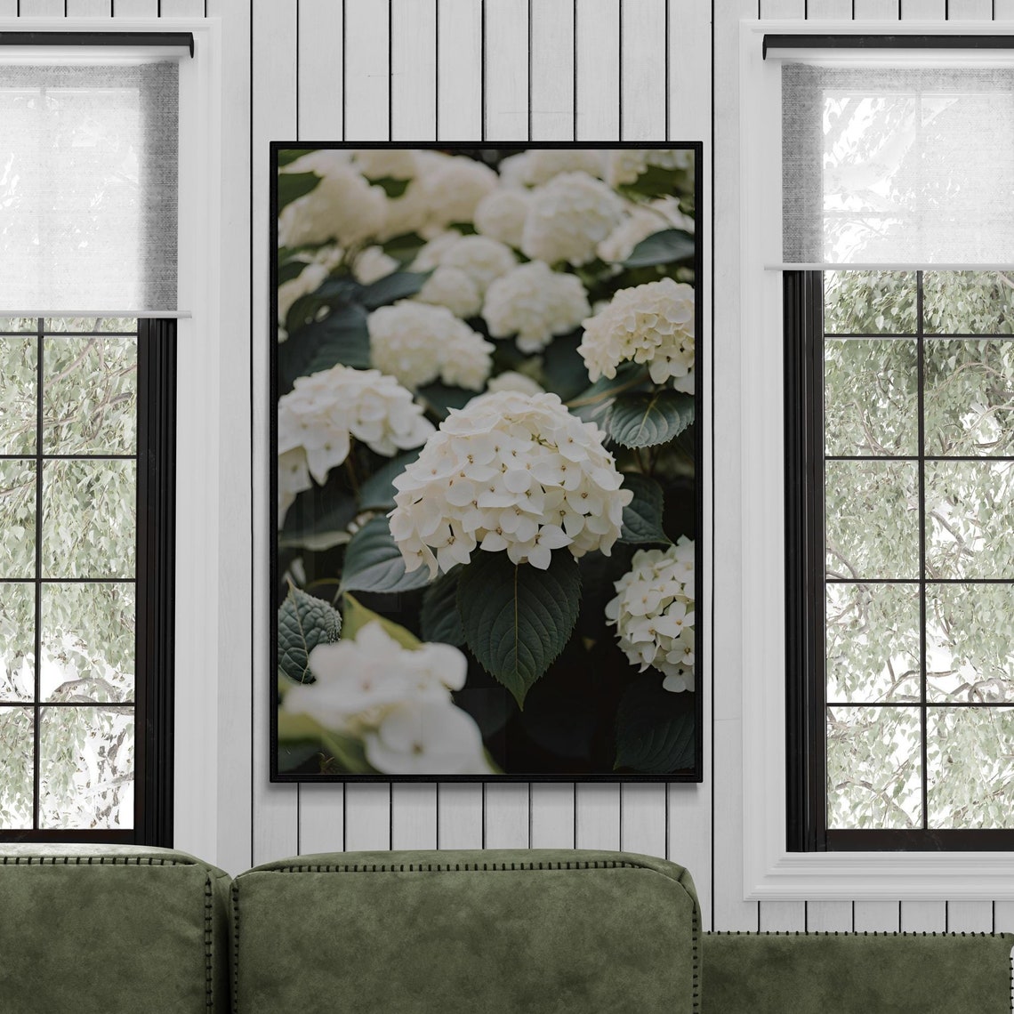 White Hydrangea Botanical Floral Art Flower Market Art Spring Flowers Abstract Design Henri Matisse Style Art