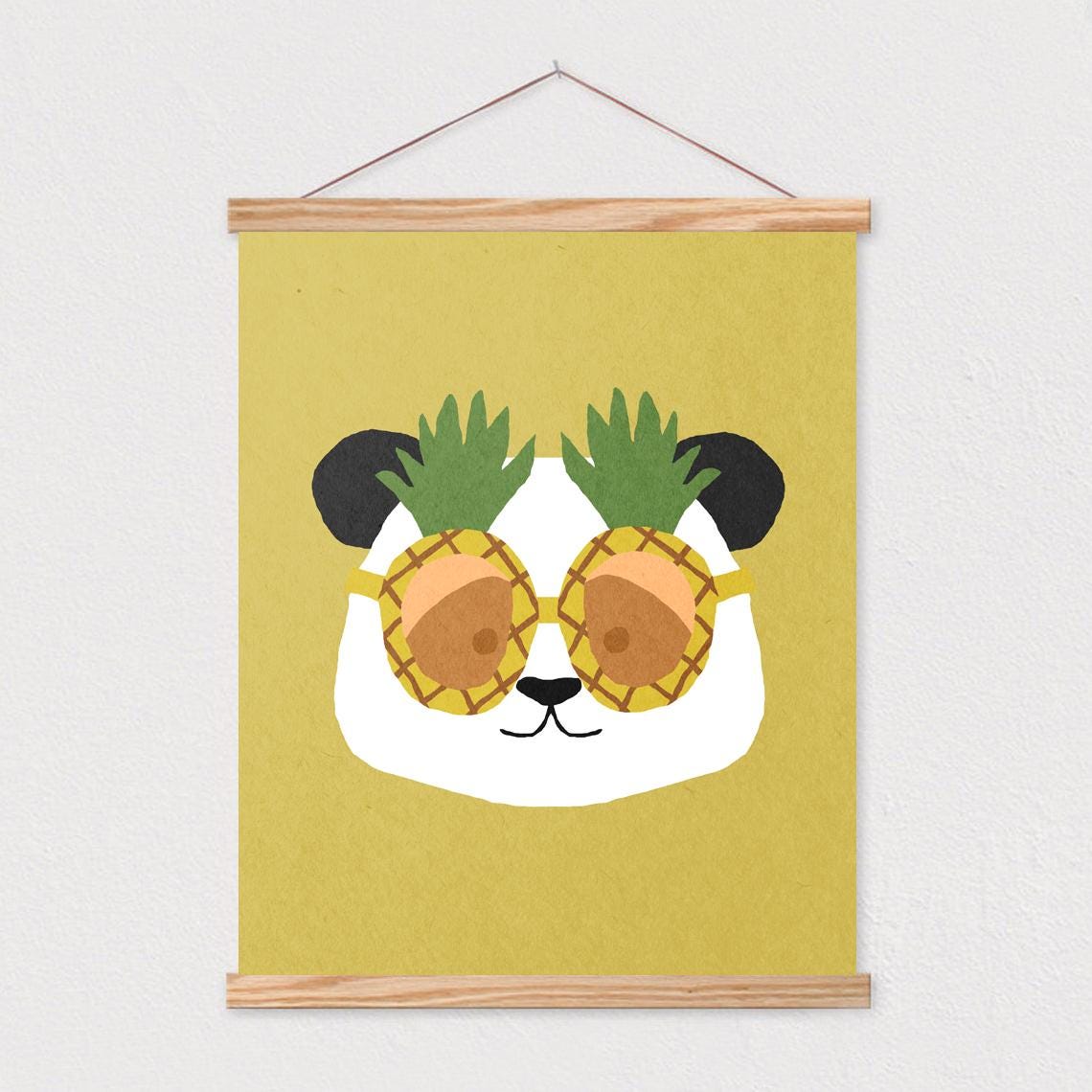 Panda Pineapple Sunglasses Funny Tropical Animal Kids Poster - Image 2