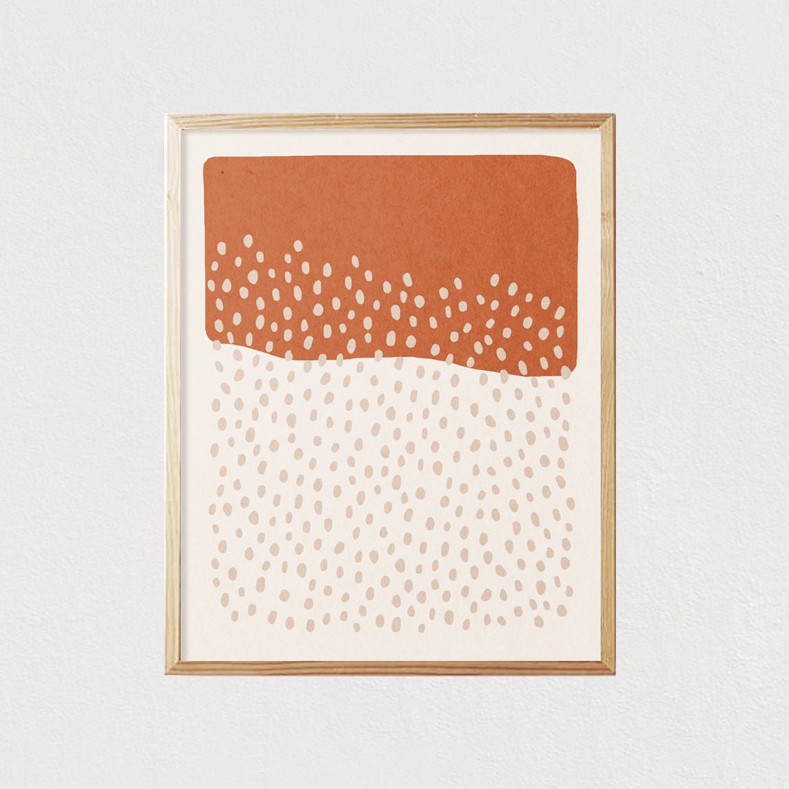 Terracotta Color Block With Falling Dots Abstract Boho Poster