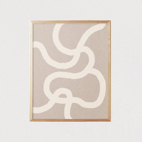 Abstract Line Art Shapes Neutral Print Mid Century Modern Wall Art Minimalist Geometric Interior Decor 16x20