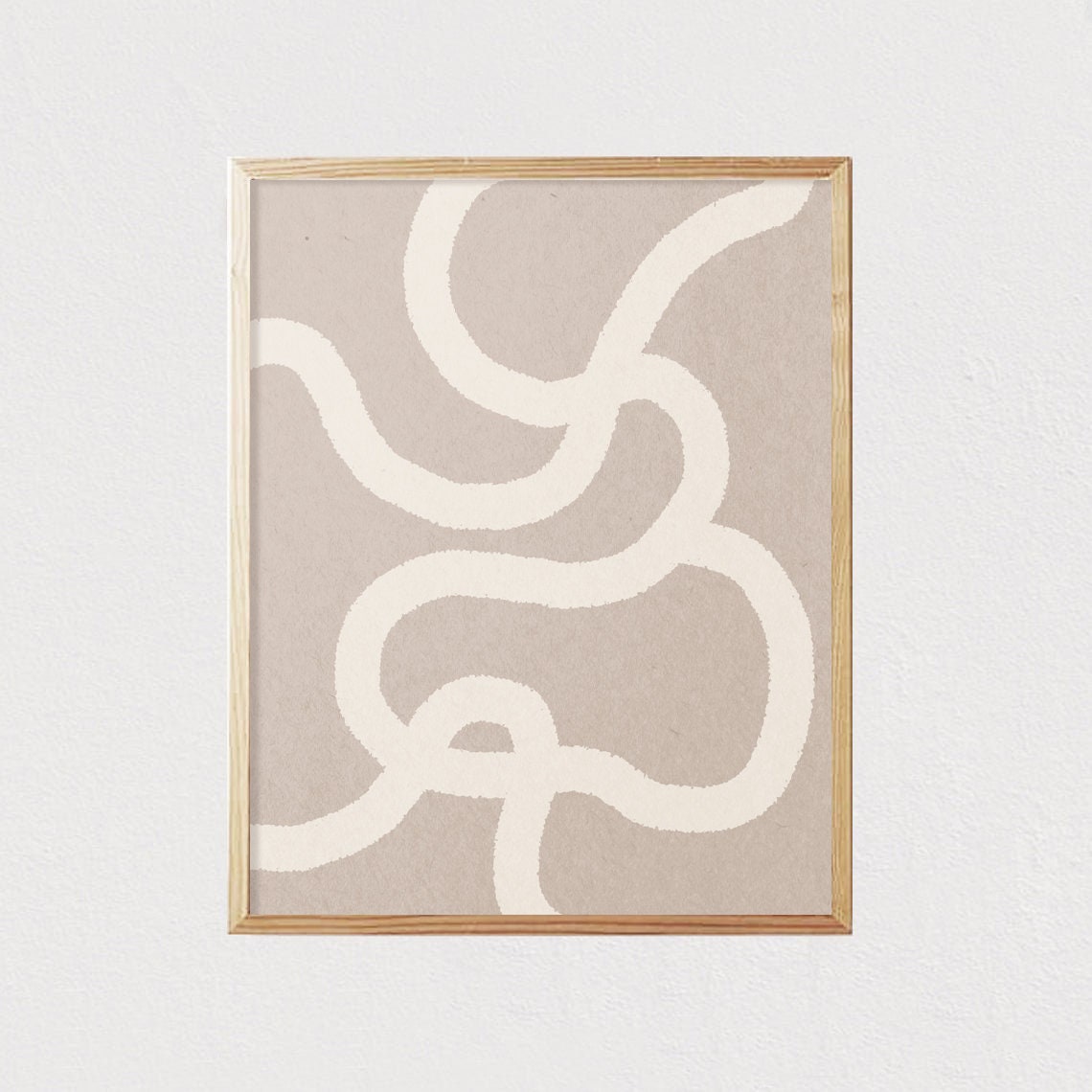 Beige And Cream Squiggle Line Abstract Minimalist Art Poster