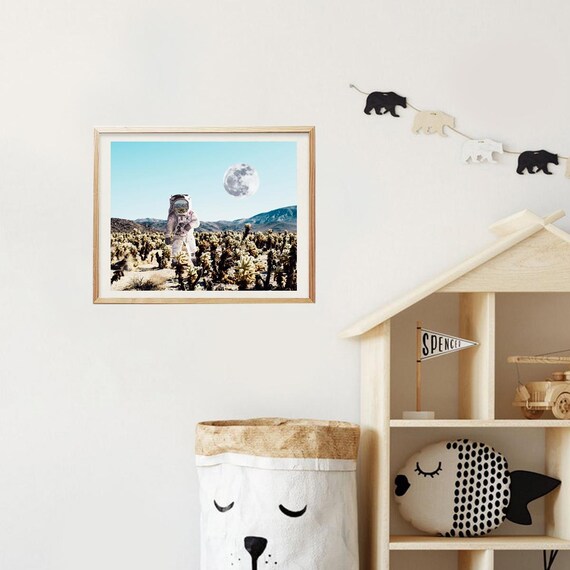 Astronaut Planet Desert Moon Collage Art Print