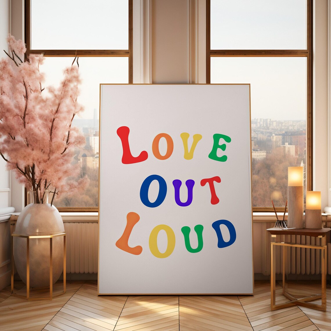 Love Out Loud Rainbow Playful Lettering Pride Affirmation Poster