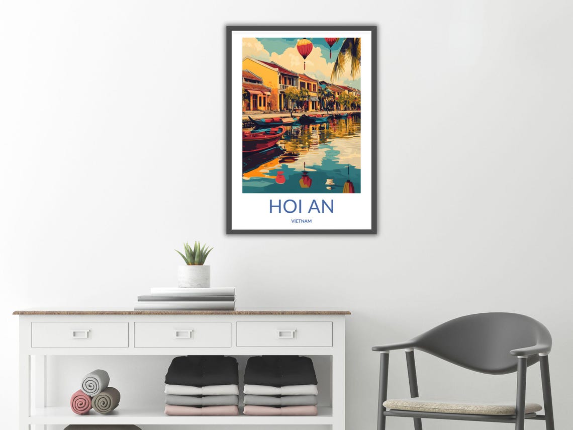 Hoi An Vietnam Lantern Boat Riverside Old Town Travel Poster - Image 2
