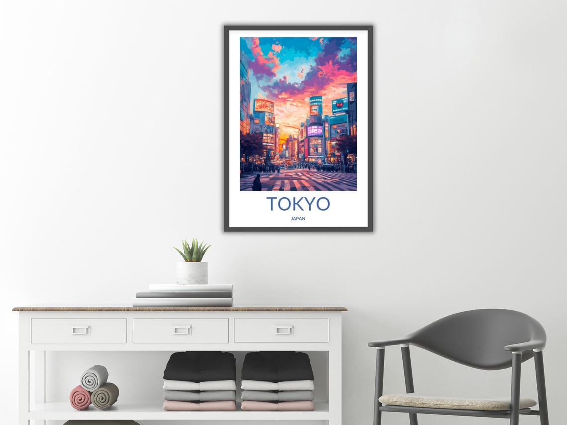 Tokyo Downtown Street Sunset Clouds Vibrant Cityscape Travel Poster - Image 2