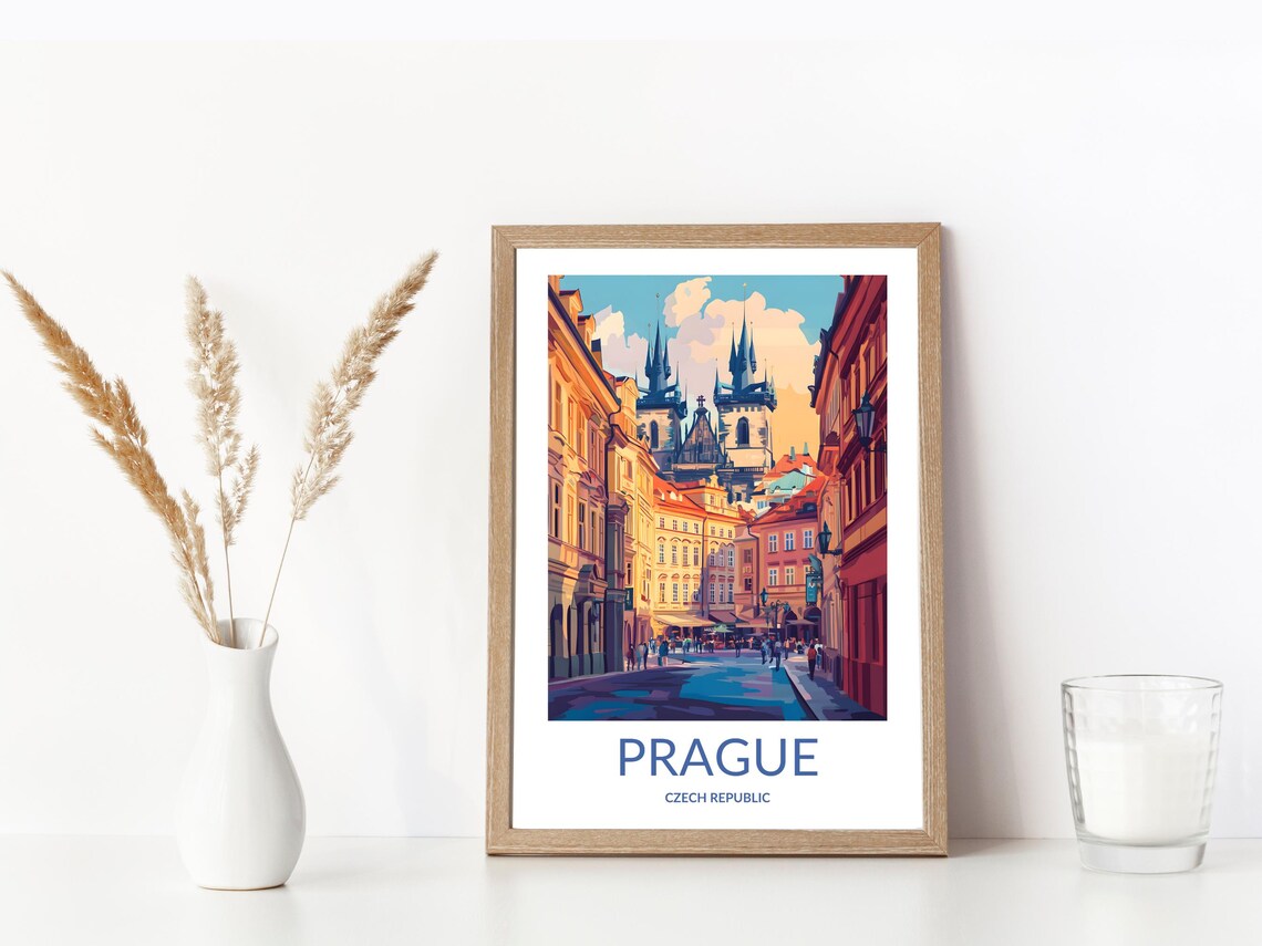 Prague Czech Republic Old Town Street Church Towers Travel Poster - Image 3
