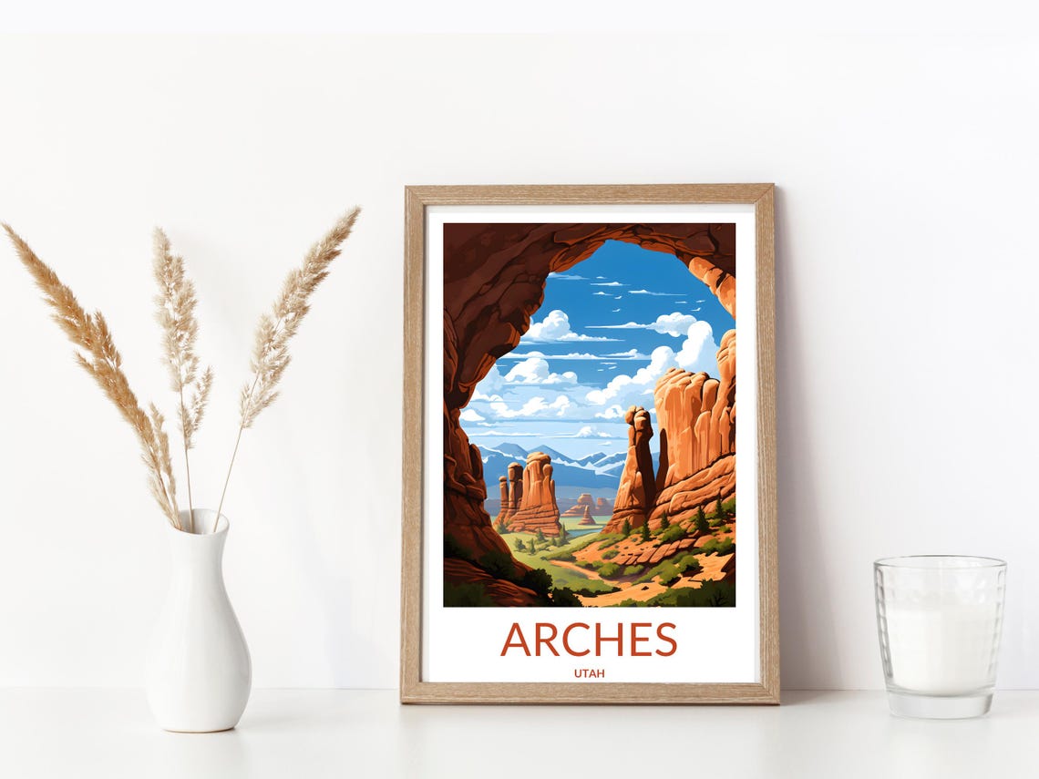 Arches Utah Rock Arch Window Desert Canyon View Travel Poster - Image 3