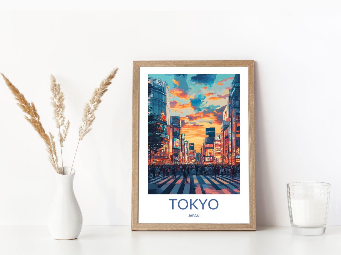 Tokyo Japan Travel Poster Cityscape Tokyo Print Tokyo Gift Tokyo Art Tokyo Decor Shibuya Crossing Japan Wall Art - Image 3
