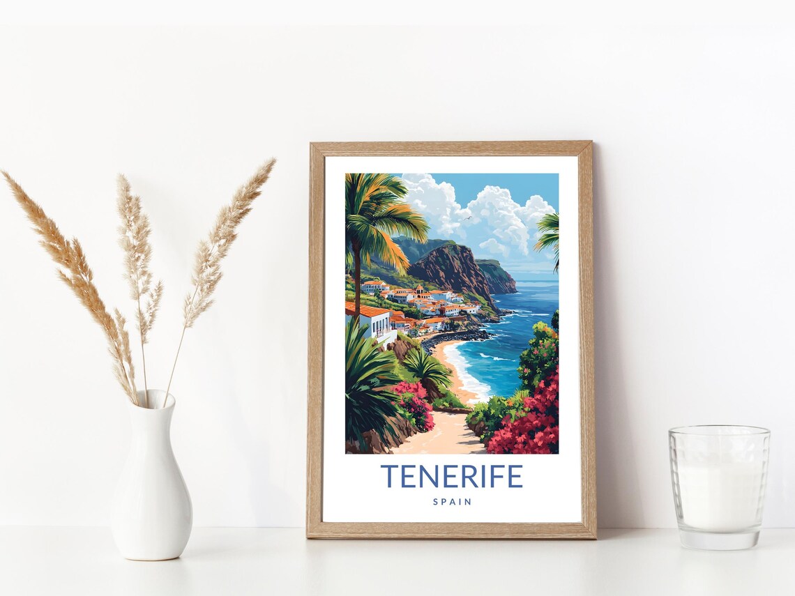 Tenerife Poster Spain Coastal Travel Art Print Colorful Beach View Tenerife Gift For Travelers Perfect Wall Art For Island Lovers Home Dcor - Image 3