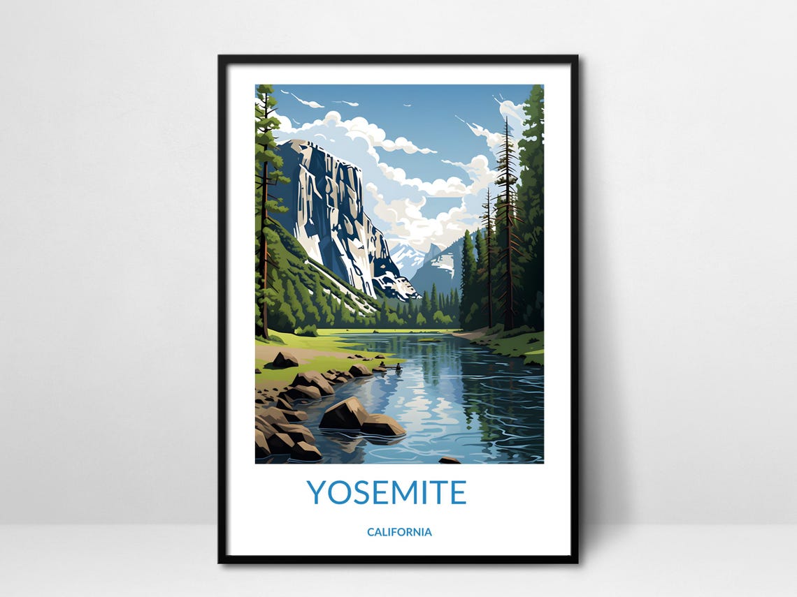 Yosemite El Capitan River Half Dome Valley California Scenic Poster