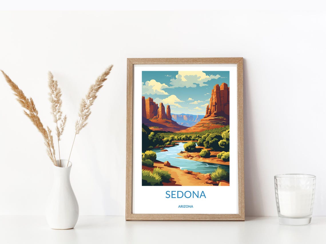 Sedona Arizona Red Rock Spires Valley River Vintage Travel Poster - Image 3