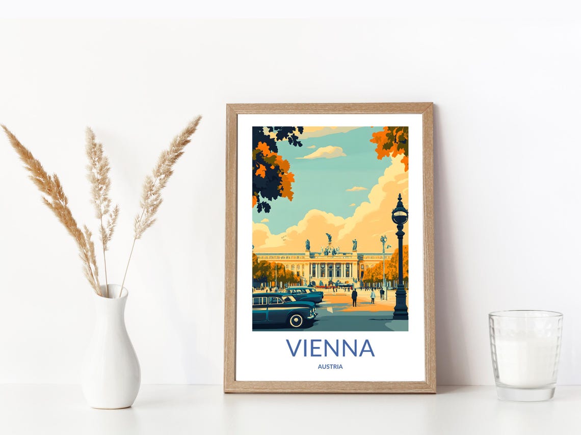 Vienna Travel Poster Austria Wall Art European City Print Vienna Architecture Art Historic City Poster Travel Souvenir Decor - Image 3