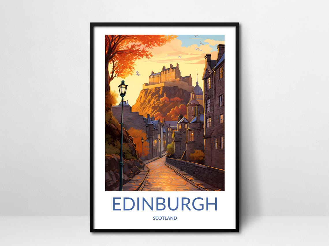 Edinburgh Castle Old Town Autumn Street Historic Scotland Poster