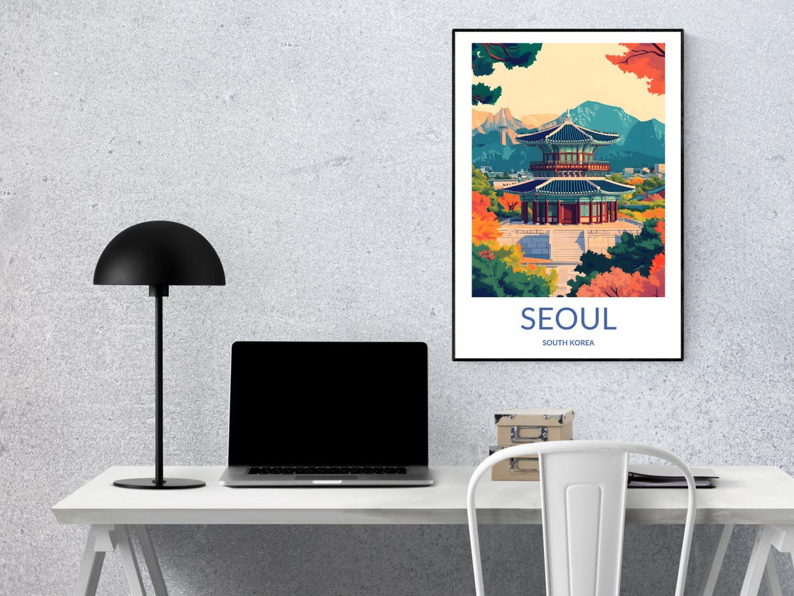 Seoul Travel Poster Seoul Print Seoul Gift Seoul Art Seoul Decor South Korea Wall Art South Korea Gift - Image 3