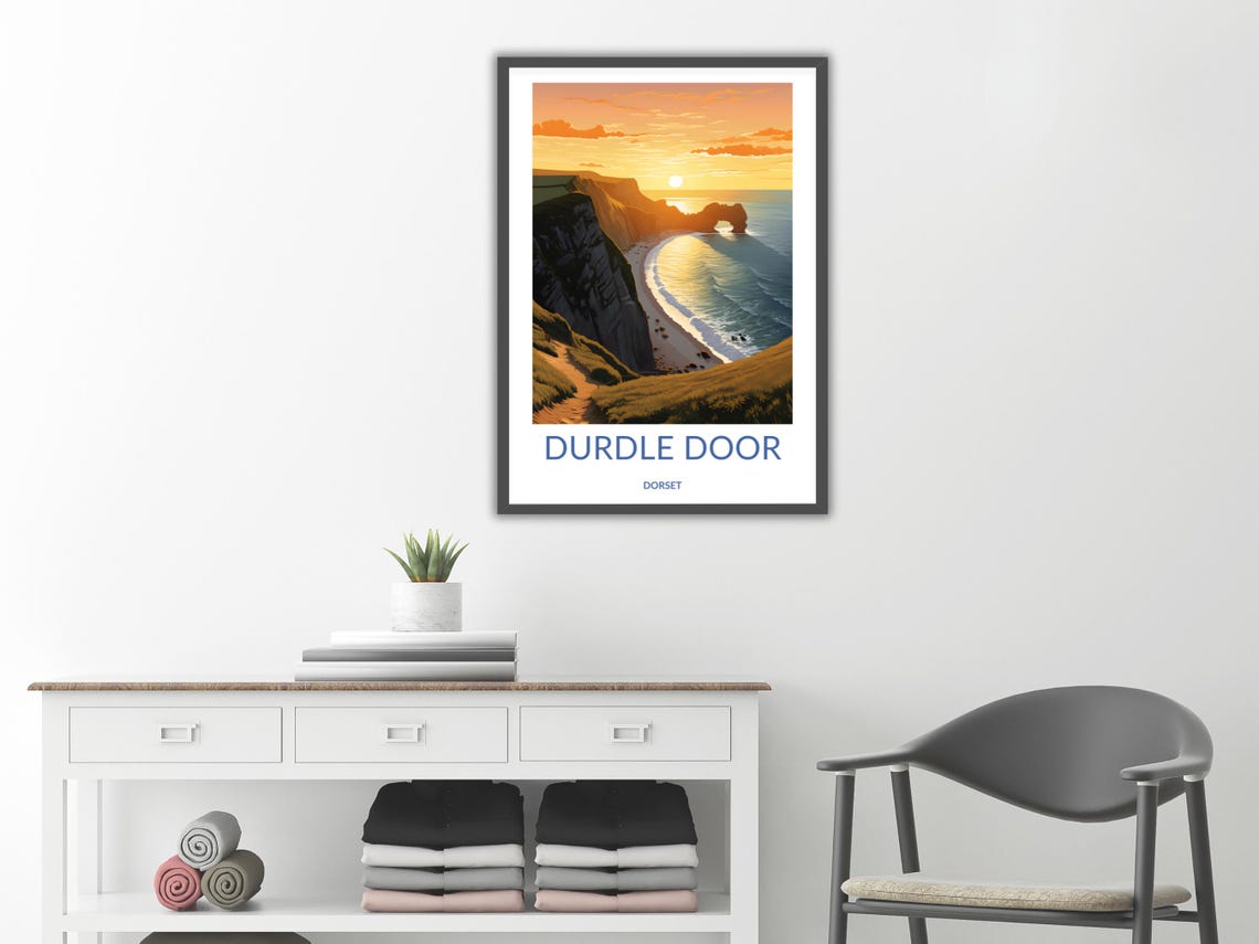 Durdle Door Dorset Sunset Limestone Arch Jurassic Coast Poster - Image 2